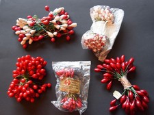 VTGLg Lot Millinery Stamen/Berries- Different Sizes-Japan/Taiwan-Red White-Craf