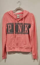 PINK Victoria s Secret Zip Up Hoodie Women s Medium Pink Logo Sweatshirt