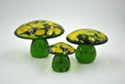 Matched Set of All Three Sizes Vintage Blenko Glass Mushroom Paperweights - 7020