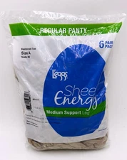 L'eggs Sheer Energy Medium Support Leg Regular Pantyhose RT 6 Pack Size A Nude