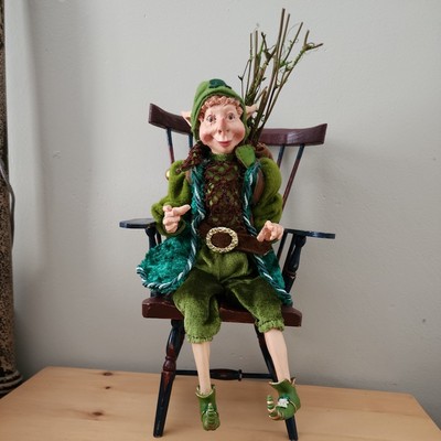Whimsical Woodland Irish Leprechaun Pixie Elf Garden Fairy Poseable Shelf Sitter
