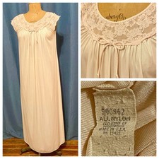 vtg Gilead Long Nightgown Pink Lace Bodice Sleeves USA S Coquette Cottagecore