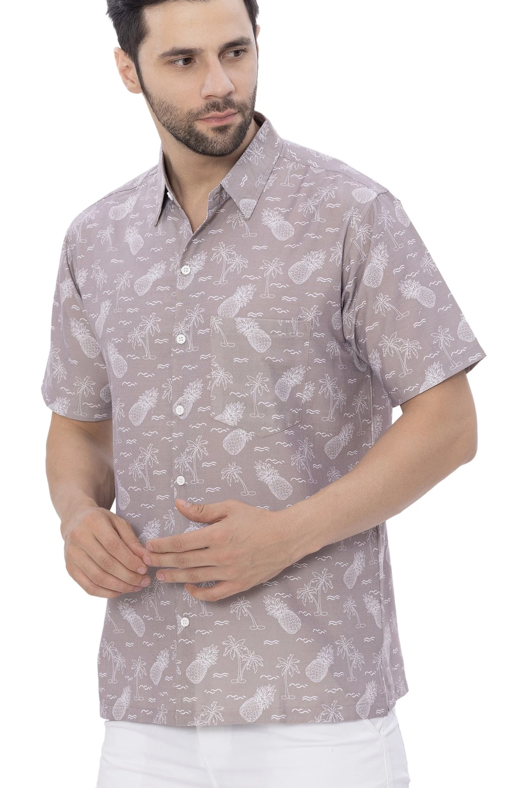 HAPPY BAY Mens Hawaiian Short Sleeve Button Down Shirts XXL Pineapple, Brown