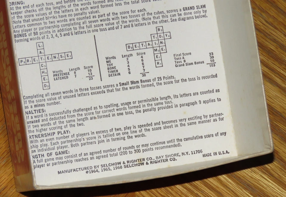 Scrabble Crossword Cubes Game - Vintage 1976 Selchow Righter - Wood Letter Dice - Image 4 of 4