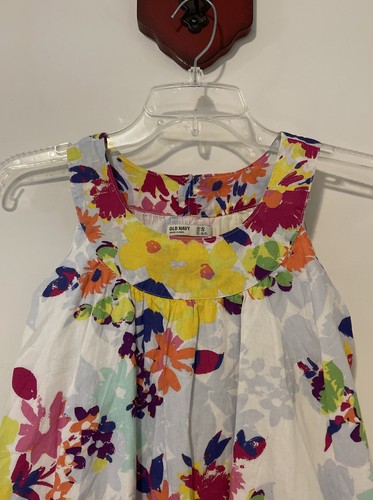 Old Navy Girls Small 6/7 White Floral Sleeveless Short Flowy Cotton Dress! A4454 - Picture 3 of 4