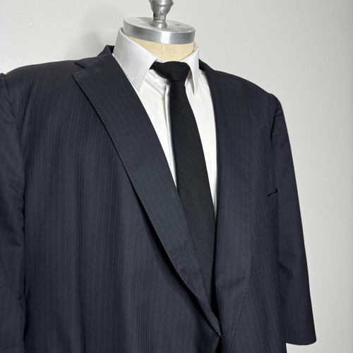 Hand Tailored | Bespoke Tom James Suit 60S 56W Mens Stripe Wool - Picture 2 of 18