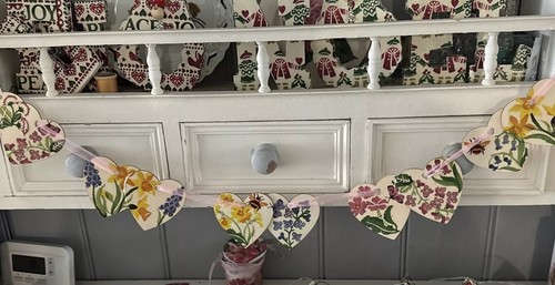 Emma Bridgewater inspiriert Wildblumen 5x Doppelherz Hängedeko Double