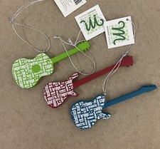 Guitar Christmas Ornaments Lot of 3 Midwest CBK Colorful Assorted Colors NWT