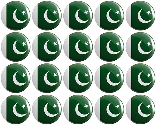 20 x Pakistan Flag BUTTON PIN BADGES 25mm 1 INCH (Islamic Republic of)
