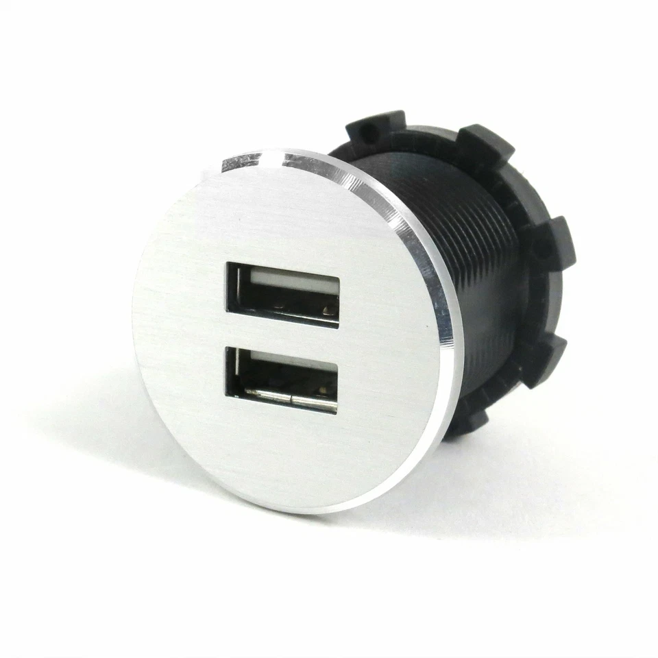 Silver Dash Mount Dual Port USB - Replaces Cigarette Lighter truck - Image 2 of 4