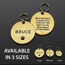 Dog Name Dag & Cat Name Tag, Brass Pet Tag Engraved In Gift Box