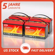 1-4 Pack 12V 100Ah LiFePO4 Lithium Battery 15000+Cycle BMS for RV Solar Marine