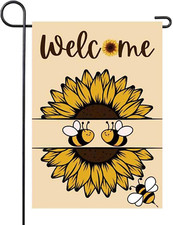 Spring Summer Flower Garden Flag 12X18 Inch Double Sided Welcome Bee Sunflower f