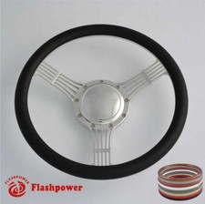 15.5 Billet Steering Wheels Banjo Black Half Wrap Restoration Chevy Ford Mopar