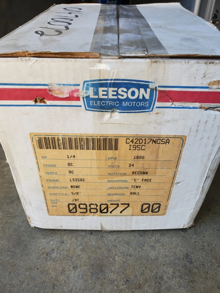 LEESON ELECTRIC MOTOR, 1/4hp, DC 24 Volt, 5/8" shaft. Part # C42D17NC5A - Image 3 of 3