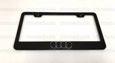 #ad 1pc 3D quot;4 Ring LOGOquot; BLACK Stainless Steel License Plate Frame w Screw caps $19.95