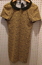 Urban Outfitters Cooperative Women Dress Medium Yellow Cheetah Keyhole Back Mini