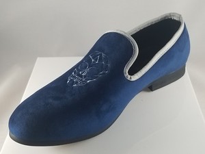 blue and silver loafers