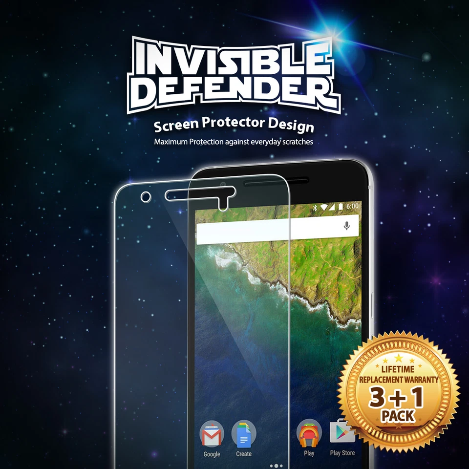 Google Nexus 6P Screen Protector | Ringke Anti-Scratch Invisible [Film] 4 PK - Image 2 of 4