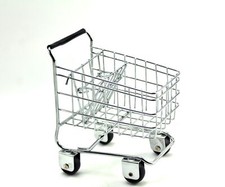 Small Miniature Metal Grocery Shopping Cart Buggy Basket