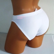 Victorias Secret Seamless High Leg Bikini Panty M L Smooth Soft Optic White Logo