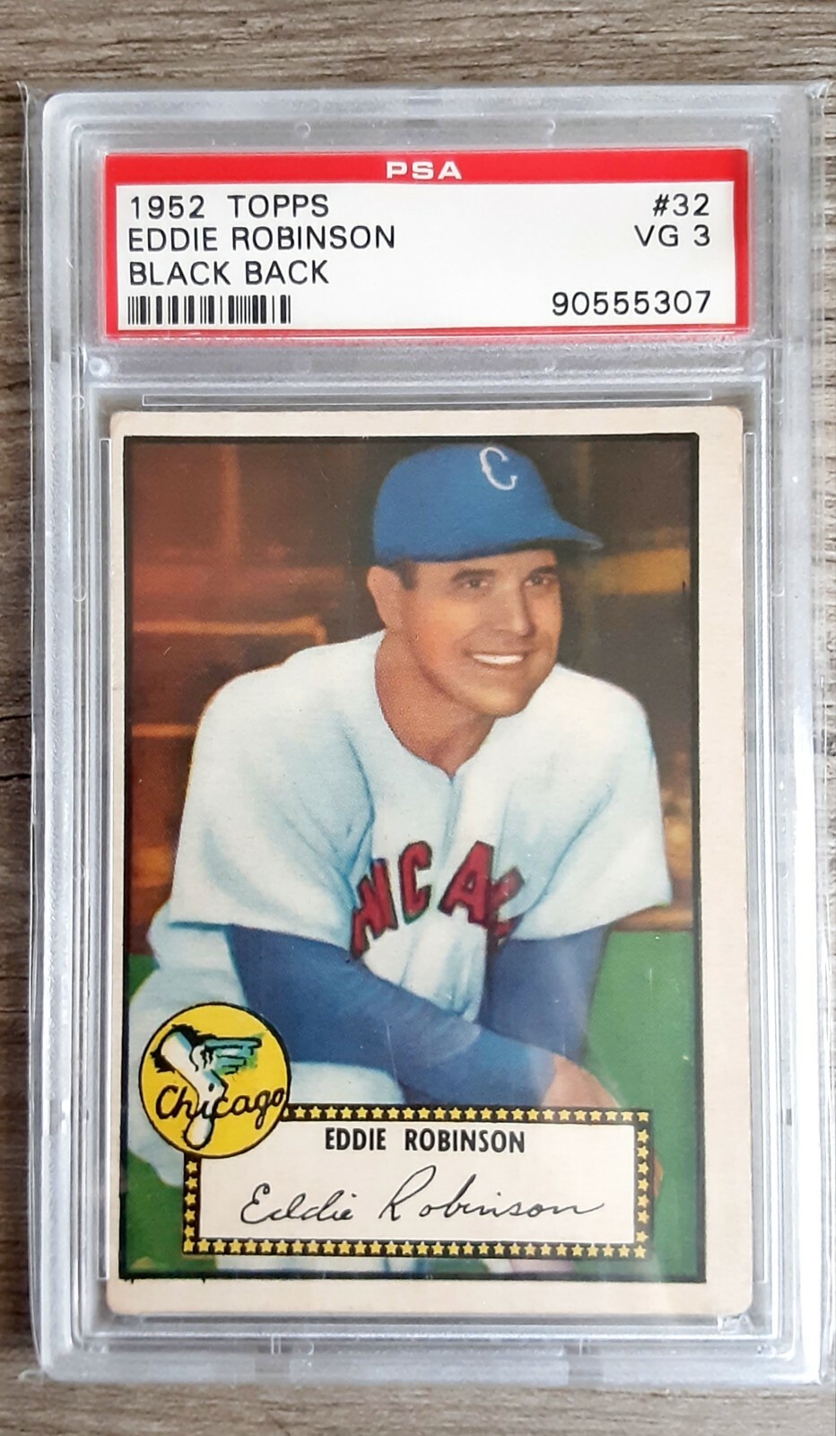 1952 Topps #32 Eddie Robinson Black Back - PSA 3 - Very Good Condition - RARE