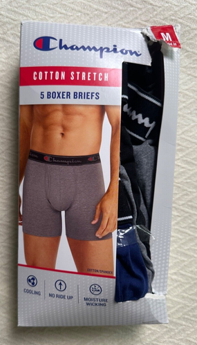 Champion Men's 5-Pack Cotton Stretch Boxer Briefs Multicolor M