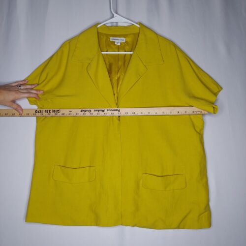 Coldwater Creek Jacket Womens 18 Gold Silk Linen Collar Short Sleeve 1-Snap - Picture 3 of 8