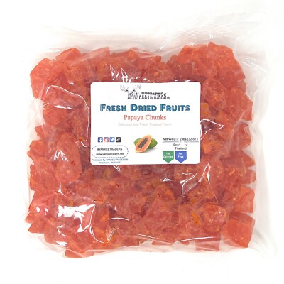 Dried Papaya Chunks, 2 lbs. ~ YANKEETRADERS  Brand ~ FREE SHIPPING