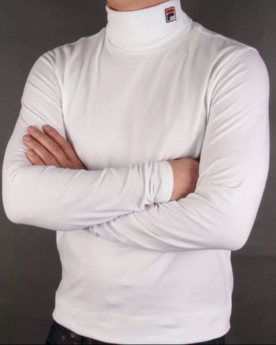 Fila Men Turtle Roll Neck Retro Long Sleeve Cotton T-shirt Pullover Top S-4XL - Picture 11 of 17