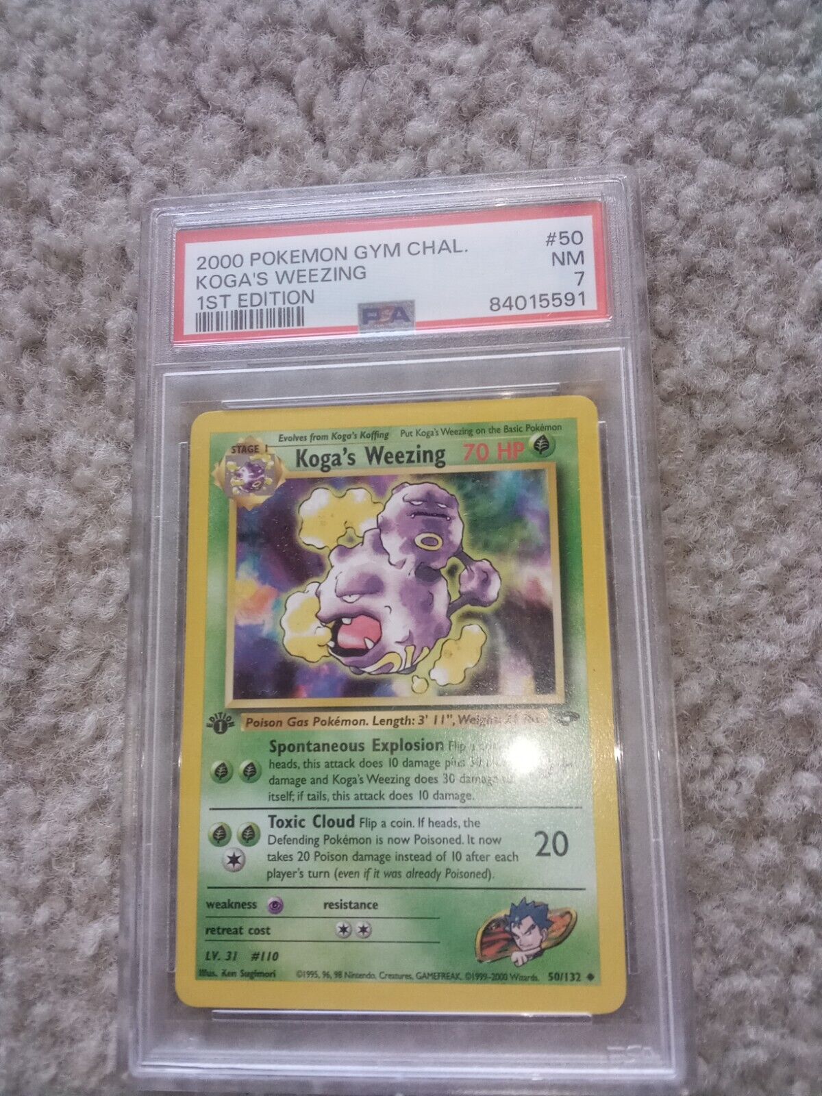 Pokemon Koga's Weezing #50 1st Edition NM PSA 7