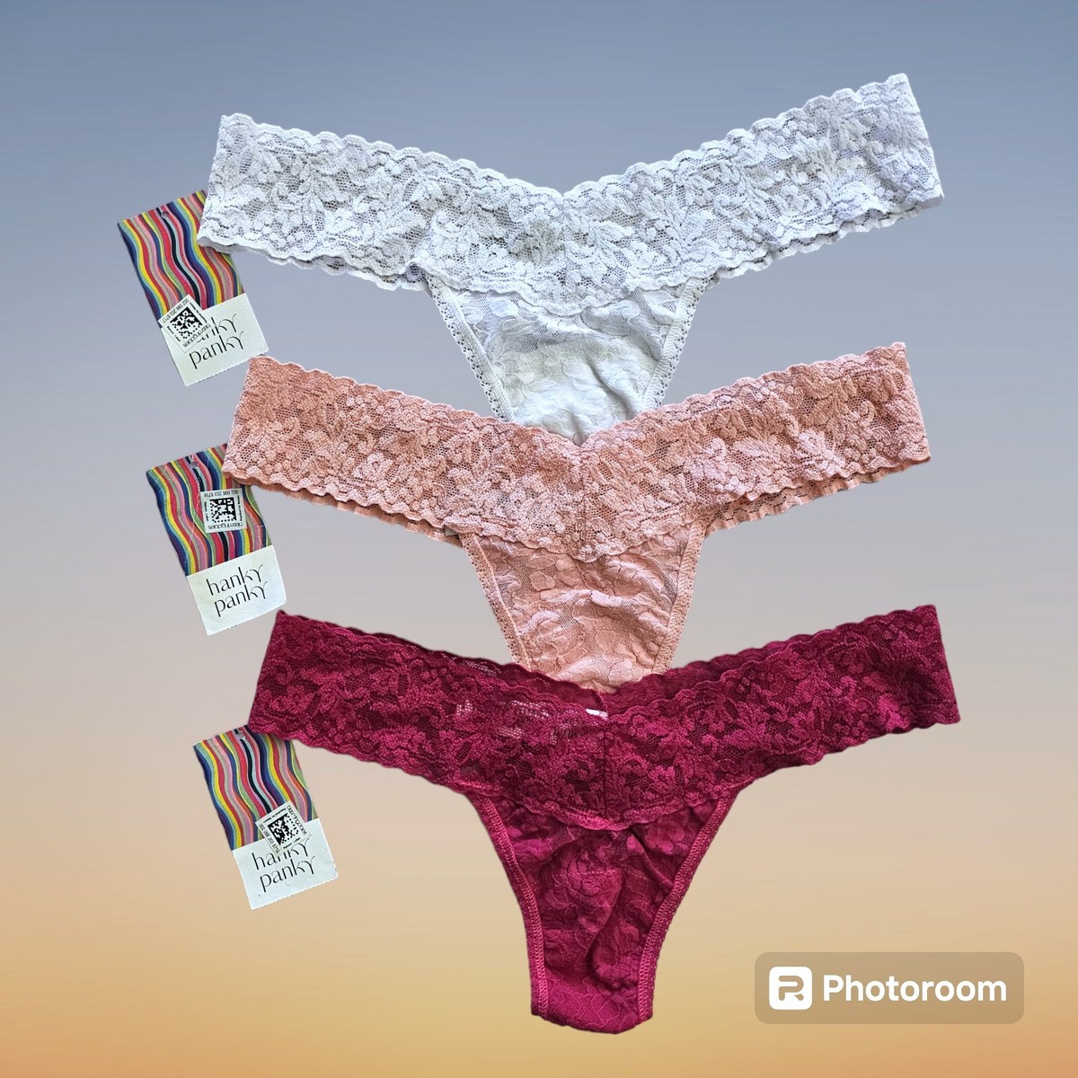 New HANKY PANKY Set Of 3 Signature Lace Low Rise Thong Panty