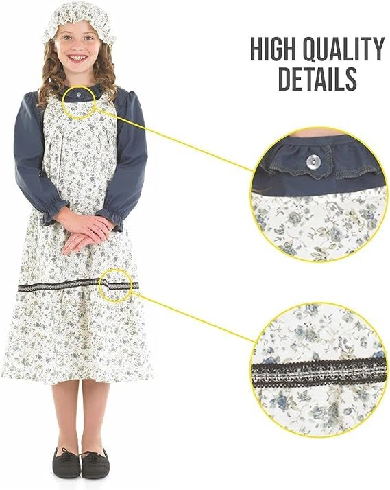 Disfraz Floral Histórico para Niños M XL Victoriano Escuela Niña Vestido Halloween Foto 4 de 4