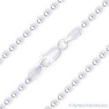3mm Polished Ball Bead Link Italian Chain Bracelet in .925 Italy Sterling Silver