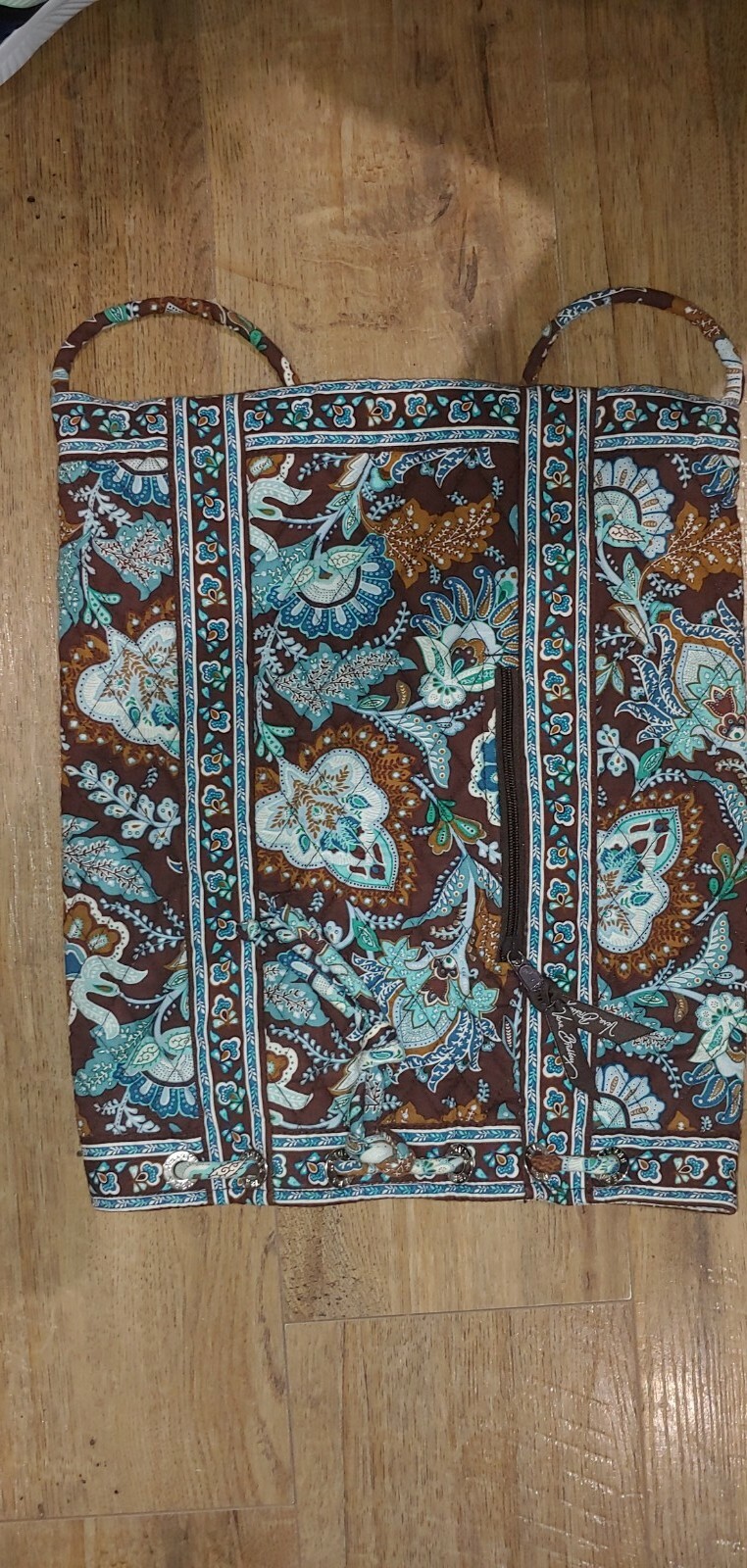 Vera Bradley Mod Floral Bag Backsack Drawstring Back Pack Flower blue brown Tote