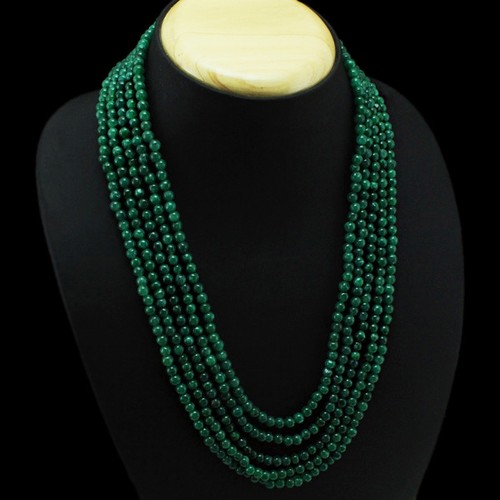 GENUINE 406.00 CTS EARTH MINED ENHANCED EMERALD BEADS NECKLACE - (DG) - 第 2/3 張圖片