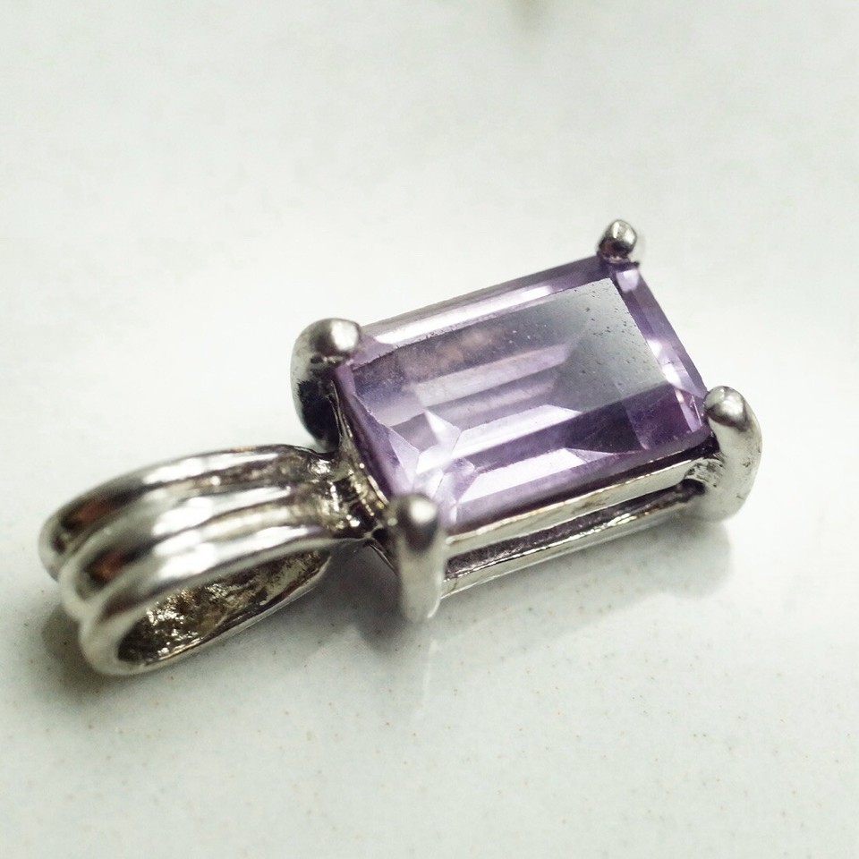 Sterling Silver Rectangle Amethyst Pendant | eBay