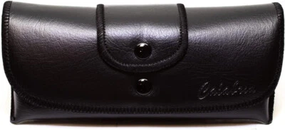 CALABRIA Soft Eyeglass Case Syn. Leather Attaches to Belt Horizontal Black 6.5"Inch x3"x1