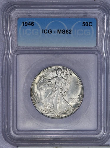 1946 Walking Liberty Half Dollar 50c ICG MS62