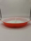 Vintage Red Pyrex Divided Dish #25 | White Base | 1.5 Quart | No Lid | USA Made