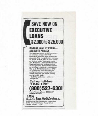 1973 Trans World Services/Continental Corporation Vintage Print Ad