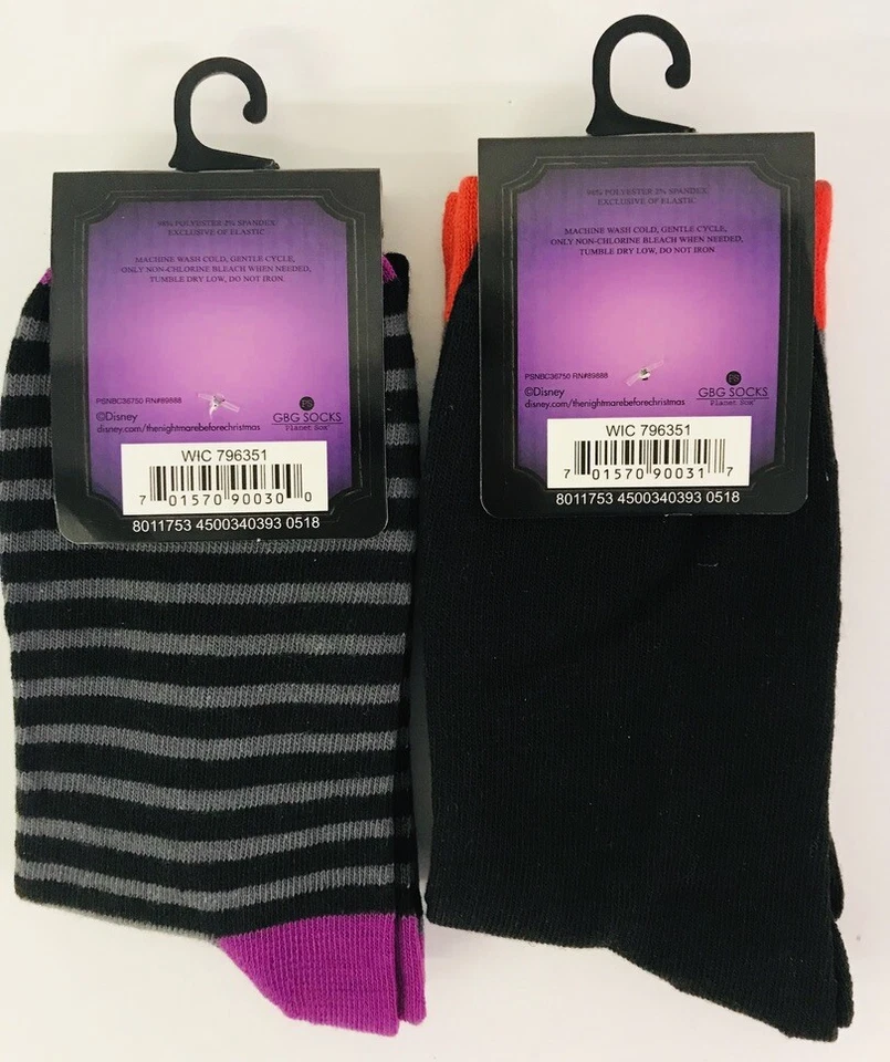 Nightmare Before Christmas Disney 2 Pair Of Socks 25 Year Anniversary Size 4-10 - Image 2 of 4