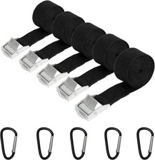 5 x Heavy Duty Ratchet Tie Down Straps Car Roof Rack Belts Quick Release +Buckle