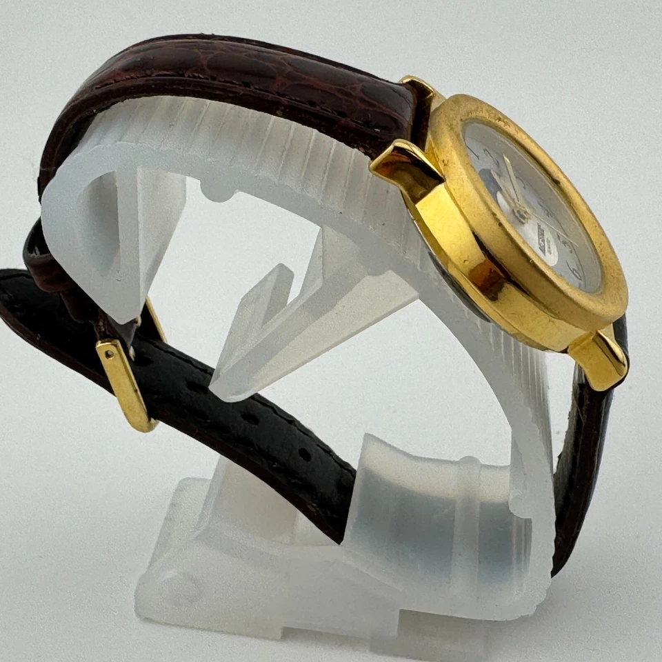 Reloj de Cuarzo Nelsonic Mujer Fase Lunar Tono Dorado Cuero Analógico Batería Nueva De Colección Foto 3 de 4