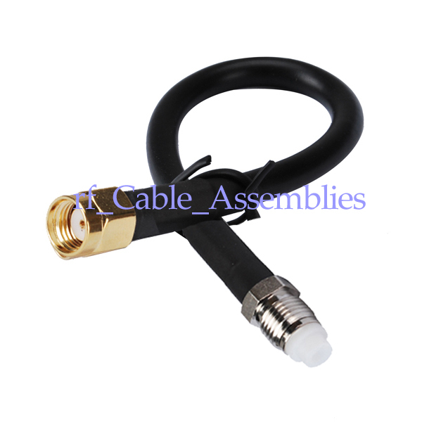 FME female to RP-SMA Plug Male pigtail Cable Coax RG58 50cm for Wireless Antenna