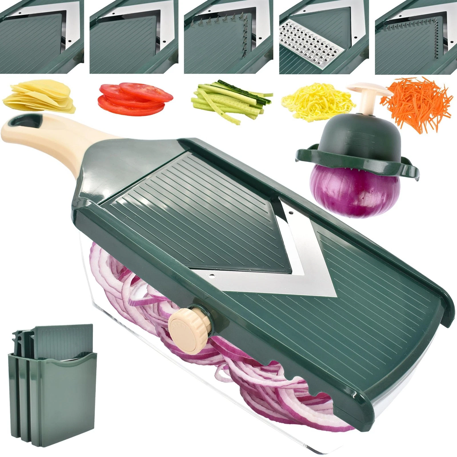 Adjustable Mandoline Slicer for Kitchen - Ultra Sharp V-Blade with Container,...