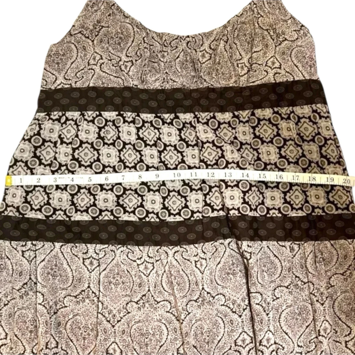 Abito MICHAEL Michael Kors XL Halter boho a strati marrone paisley foderato in cotone
