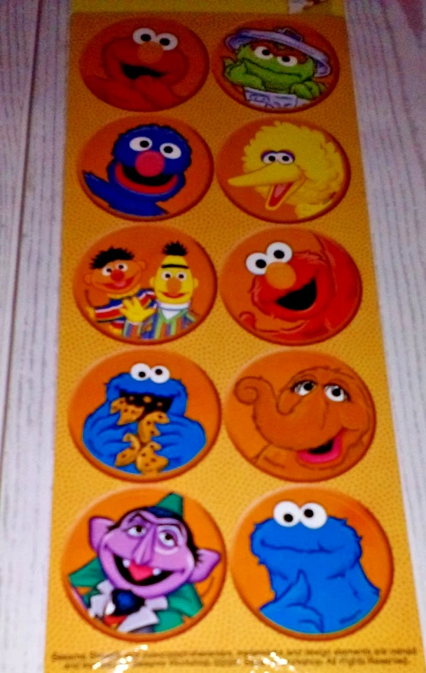 AMERICAN GREETINGS Vintage Sesame Street Figures Stickers Sheet AGC Stickety Doo Da 2005