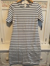 J.Crew Short-sleeve striped cotton sheath dress Navy White Size Medium 