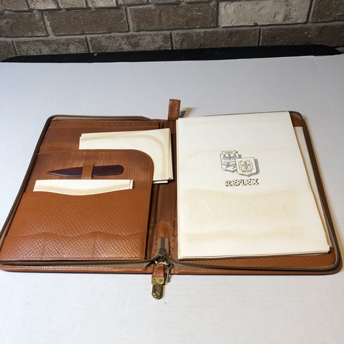 Vtg Reflex Brown Writing Case With Lock And Key Envelopes Notepad FTZ